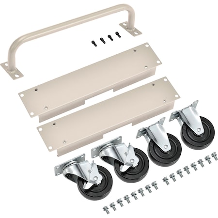 Global Industrial Caster & Handle Kit for 16-Chromebook & Laptop Charging Cabinet, Putty 670049PY